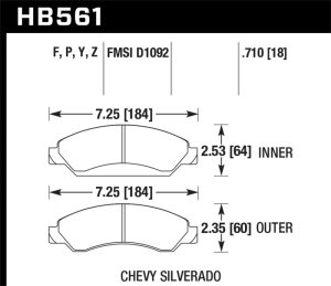 GMC Yukon Brake Pads - Front - Hawk Performance - HPS 5.0 - 2007